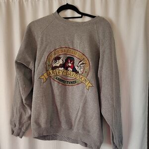 Harley-Davidson Gray Crewneck Sweater Looney Tunes Vintage 90's